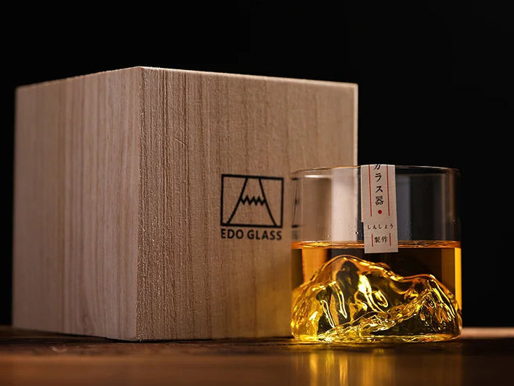 3D-Berg-Whiskyglas – Kristall-Tumbler im japanischen Stil
