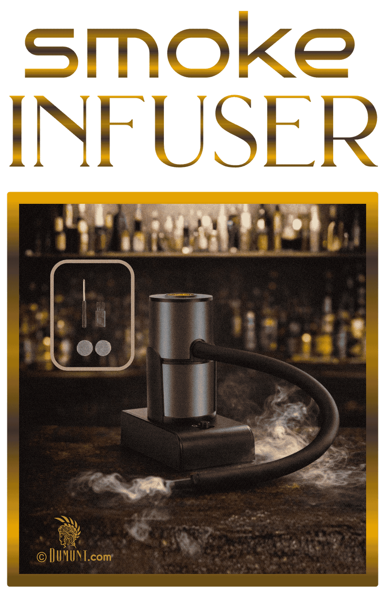 Smoked whiskey cocktail with smoke infuser and glass dome