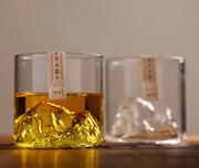 3D Mountain Whiskey Glass – Japanese Style Crystal Tumbler