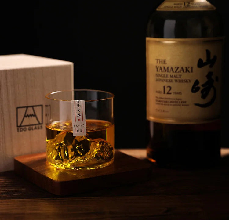 3D Mountain Whiskey Glass – Japanese Style Crystal Tumbler