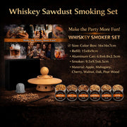 Whiskey Smoker Kit – Wooden Cocktail Smoker with 6 Wood Chip Flavors & Metal Filter
