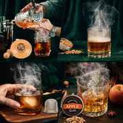 Whiskey Smoker Kit – Wooden Cocktail Smoker with 6 Wood Chip Flavors & Metal Filter