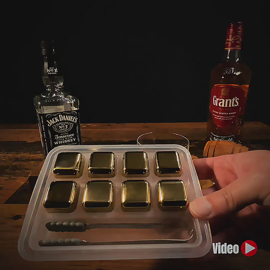 Wiederverwendbares Whisky-Eiswürfel-Set – 8-teilig aus Edelstahl